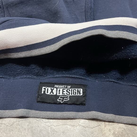 VTG Y2K FOX RACING Hoodie Mens Size XL Sweatshirt Distressed BMX Skater Blue - Picture 10 of 12